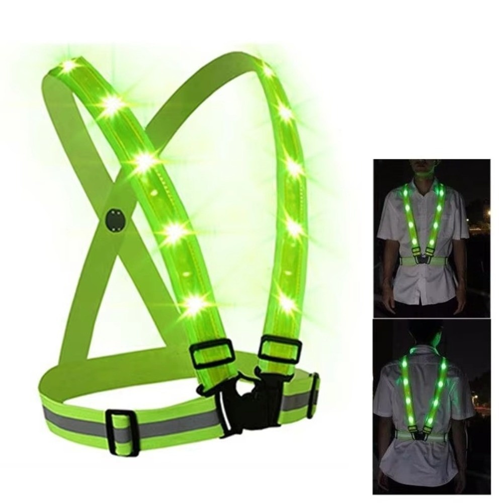 Running Gear Green - New Polyester LED Safety Vest Green