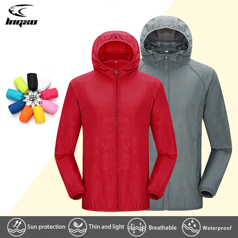 Running Gear Rain - LNGXO Hiking Waterproof Jacket Women Men