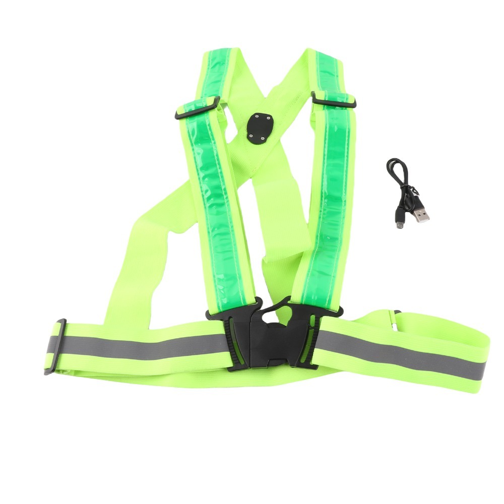 New Polyester LED Safety Vest  - Running Gear Green 评论和价格