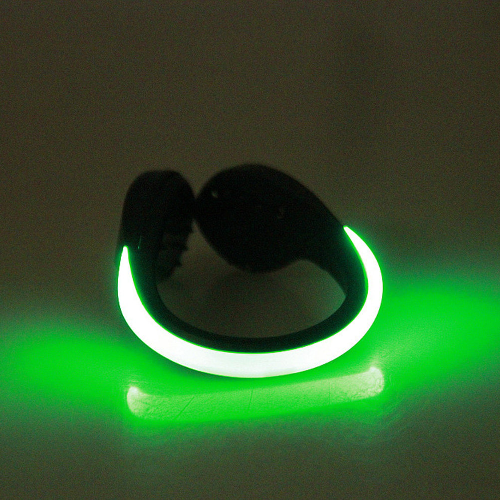 2Pcs LED Flash Shoe Light Clip - Running Gear Green 评论和价格